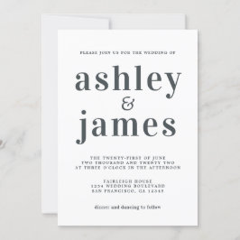 Simple Chic Typography Black White Wedding Kaart