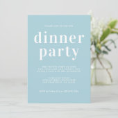 Simple Chic Typography Blue Glow Dinner Party Kaart (Staand voorkant)