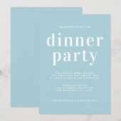 Simple Chic Typography Blue Glow Dinner Party Kaart (Voorkant / Achterkant)