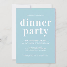 Simple Chic Typography Blue Glow Dinner Party Kaart