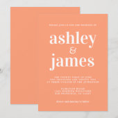 Simple Chic Typography Cantaloupe Oranje Wedding Kaart (Voorkant / Achterkant)