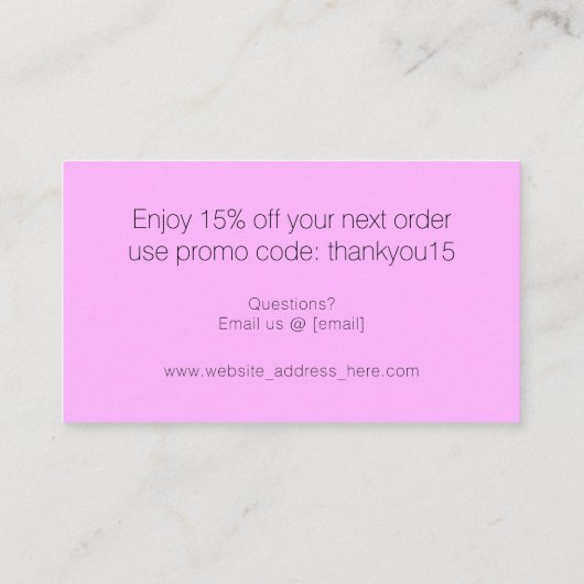 Simple Chic Typography Company Dank u Paars Visitekaartje (Achterkant)