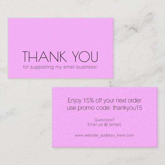 Simple Chic Typography Company Dank u Paars Visitekaartje (Voorkant / Achterkant)