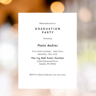 Simple & Chic Typography Graduation Party Kaart