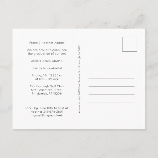 Simple Chic Typography Script Photo Afstuderen Aankondigingskaart (Achterkant)