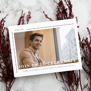 Simple Chic Typography Script Photo Afstuderen Aankondigingskaart