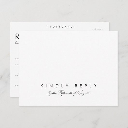 Simple Chic Wedding RSVP Briefkaart Sjabloon (Voorkant / Achterkant)