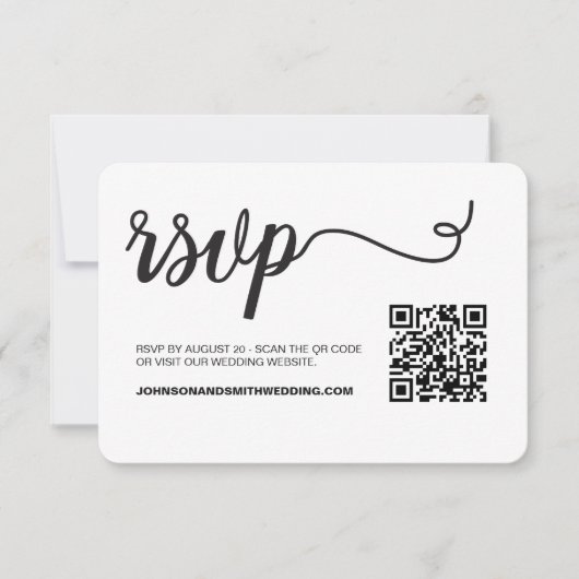 Simple Chic Wedding website RSVP QR Code Kaartje (Voorkant)