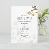 Simple chic white gold glitter flora Bridal Shower Kaart (Staand voorkant)