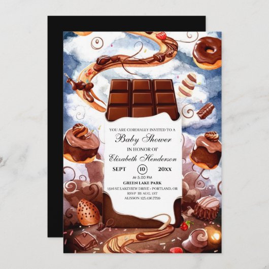 Simple Chocolate Baby shower Kaart (Voorkant / Achterkant)