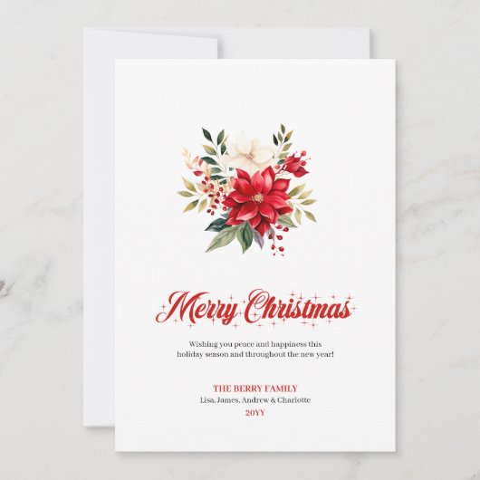 Simple Christmas Flowers Custom Greeting Card Feestdagenkaart (Voorkant)