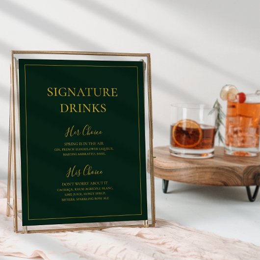 Simple Christmas | Green Signature Drinks Sign Poster