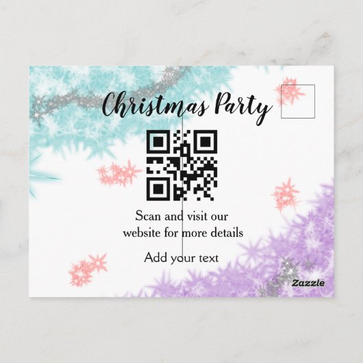 Simple christmas party website barcode QR add name Briefkaart (Achterkant)