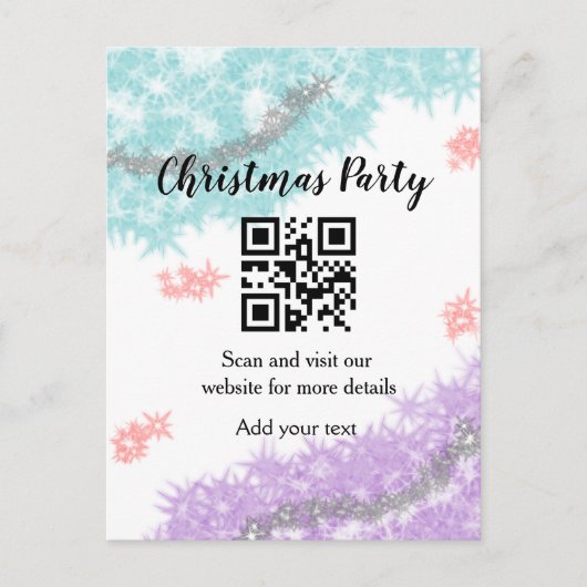 Simple christmas party website barcode QR add name Briefkaart (Voorkant)
