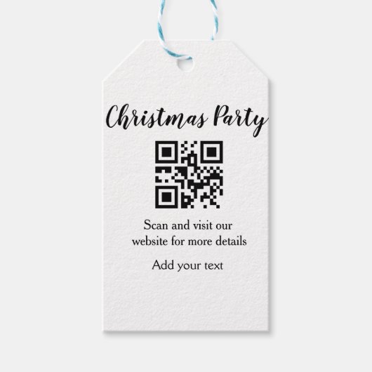 Simple christmas party website barcode QR add name Cadeaulabel (Voorkant)