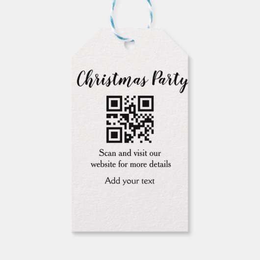 Simple christmas party website barcode QR add name Cadeaulabel (Achterkant)