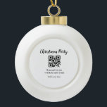 Simple christmas party website barcode QR add name Keramische Bal Ornament<br><div class="desc">Designed for birthdays</div>