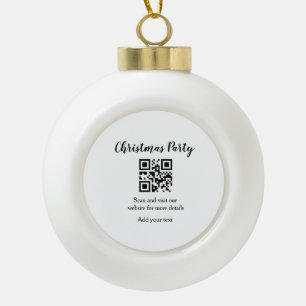 Simple christmas party website barcode QR add name Keramische Bal Ornament