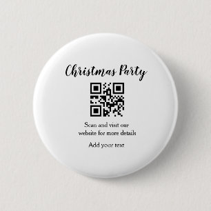 Simple christmas party website barcode QR add name Ronde Button 5,7 Cm