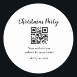 Simple christmas party website barcode QR add name Ronde Sticker<br><div class="desc">Designed for birthdays</div>