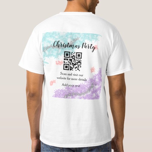 Simple christmas party website barcode QR add name T-shirt (Achterkant)