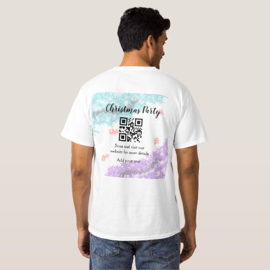 Simple christmas party website barcode QR add name T-shirt (Achterkant volledig)