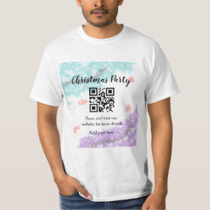 Simple christmas party website barcode QR add name T-shirt