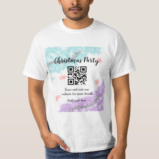 Simple christmas party website barcode QR add name T-shirt (Voorkant)