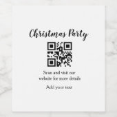Simple christmas party website barcode QR add name Wijn Etiket (Enkel label)