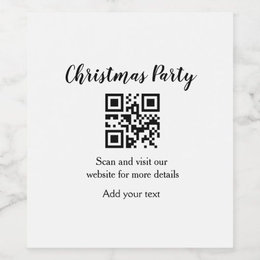 Simple christmas party website barcode QR add name Wijn Etiket (Enkel label)