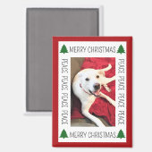 Simple Christmas Photo Frame of Funny Smiling Dog Magneet (Voorkant / Achterkant)