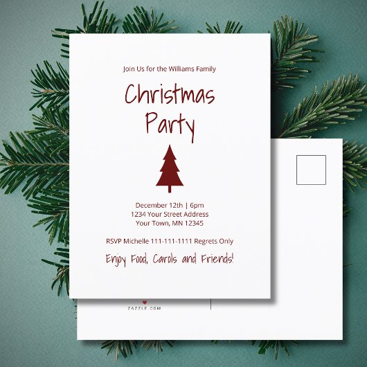 Simple Christmas Tree Modern Holiday Party Uitnodiging Briefkaart