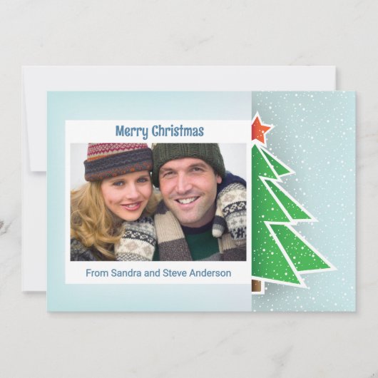 Simple Christmas Tree Most Wonderful Time Photo Feestdagenkaart (Voorkant)