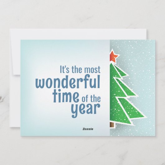 Simple Christmas Tree Most Wonderful Time Photo Feestdagenkaart (Achterkant)