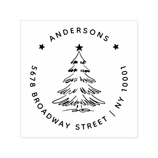 Simple Christmas Tree Return Address Zelfinktende Stempel (Design)