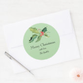 Simple Christmas Watercolor Botanical Classis Ronde Sticker (Envelop)