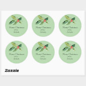 Simple Christmas Watercolor Botanical Classis Ronde Sticker (Vel)