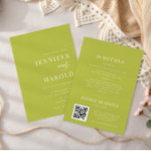 Simple Citrus Green Minimalist All in One Wedding Kaart