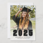 Simple Class 2025 Afstuderen Zwart Foto Afstuderen Aankondiging (Voorkant)