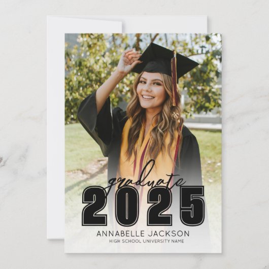 Simple Class 2025 Afstuderen Zwart Foto Afstuderen Aankondiging (Voorkant)