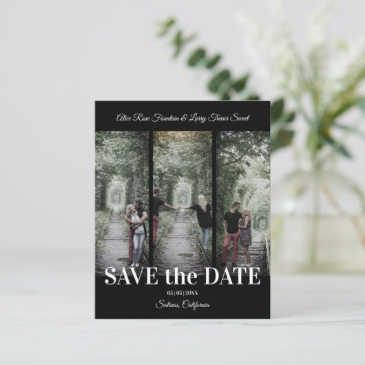 Simple Classic 3 Photos Collage Engaged Couple (Staand voorkant)