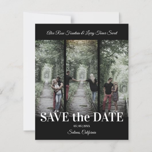 Simple Classic 3 Photos Collage Engaged Couple (Voorkant)