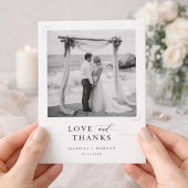 Simple Classic Black and White Wedding Photo Bedankkaart
