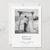 Simple Classic Black and White Wedding Photo Bedankkaart (Voorkant)