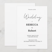 Simple Classic Black & White Wedding Invite Kaart (Voorkant / Achterkant)