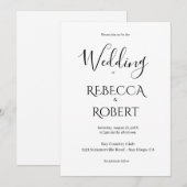 Simple Classic Black & White Wedding Invite Kaart (Voorkant / Achterkant)