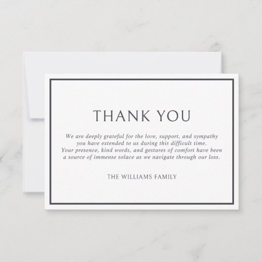 Simple Classic Dark Gray Frame Funeral Sympathy Bedankkaart (Voorkant)