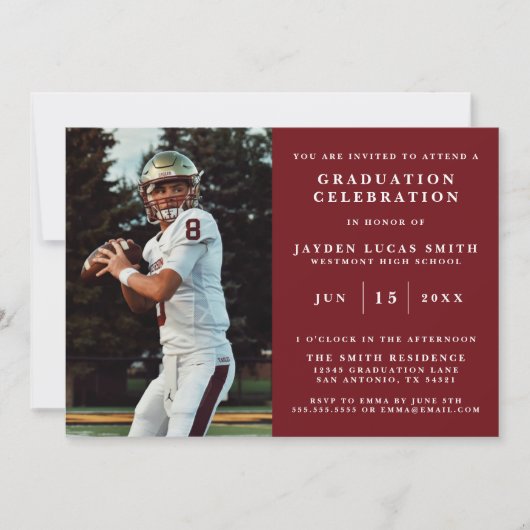 SIMPLE CLASSIC FORMAL PHOTO AFSTUDEREN UITNODIGING (Voorkant)