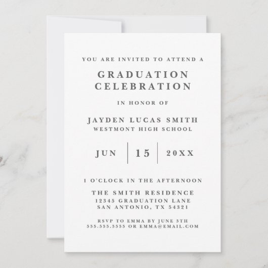 SIMPLE CLASSIC FORMAL PHOTO AFSTUDEREN UITNODIGING (Voorkant)