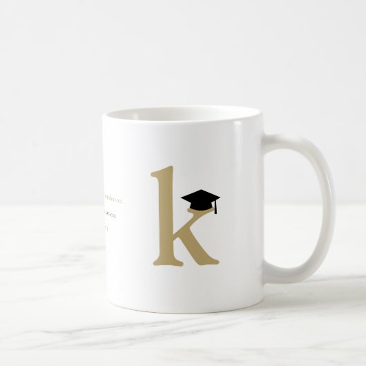 Simple Classic Grad Monogram Modern Graduation Cap Koffiemok (Rechts)